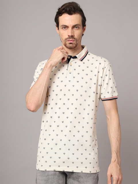 

Cantabil Men Beige Printed Polo Collar T-shirt