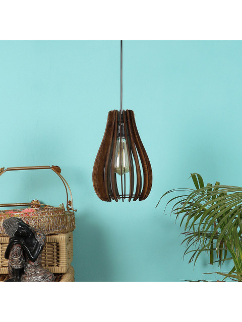 

MFD HOME FURNISHING Brown Solid Wood Ceiling Lamps