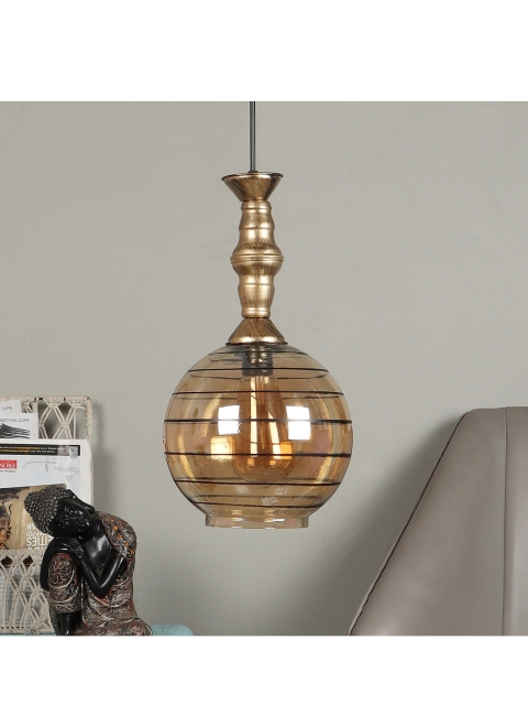 

MFD HOME FURNISHING Gold-Toned Solid Glass Ceiling Lamp