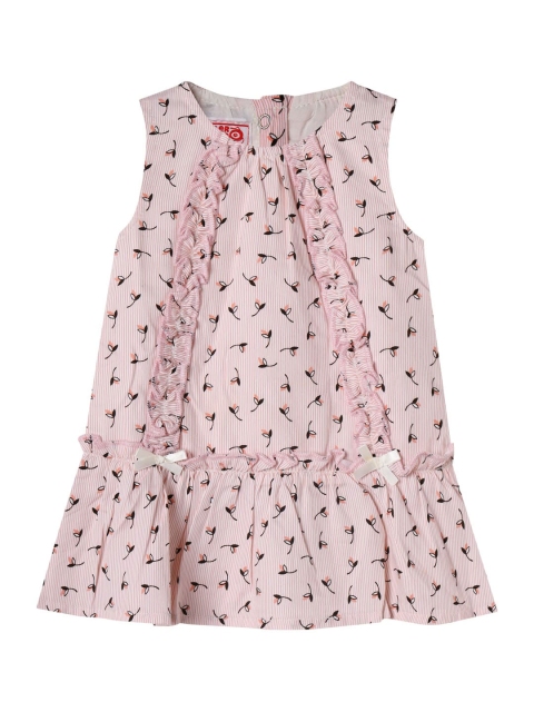 

UNDER FOURTEEN ONLY Girls Peach-Coloured Printed A-Line Dress