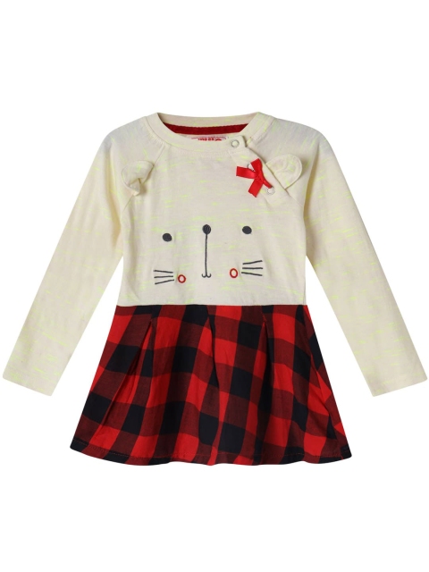 

UNDER FOURTEEN ONLY Cream-Coloured & Red Checked Dress