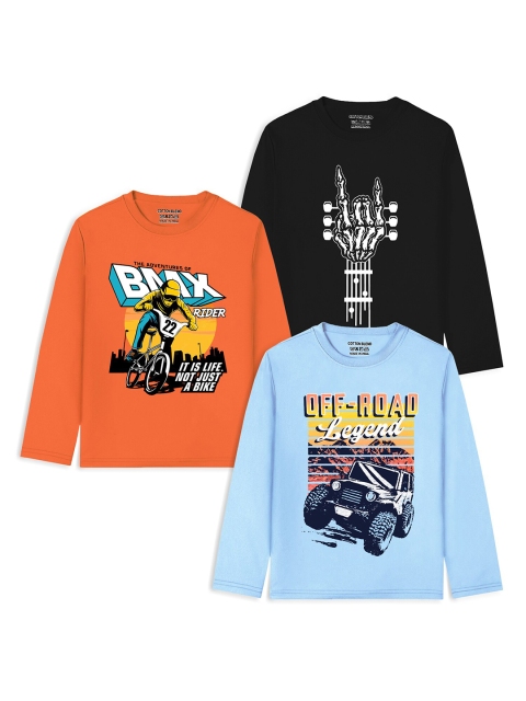 

Trampoline Boys Set of 3 Black and Blue Printed T-shirt