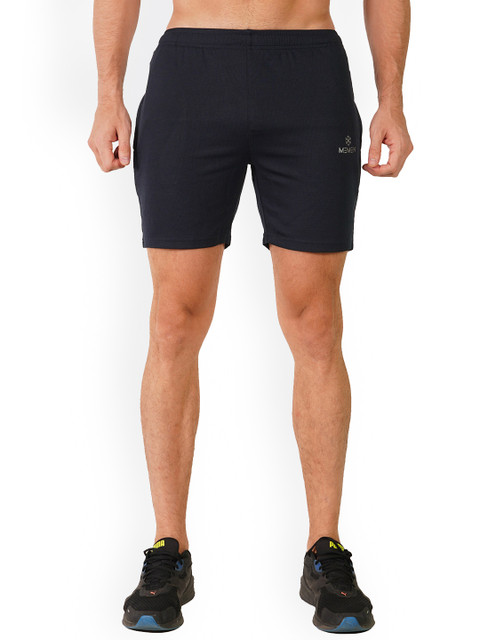 

MEMEN Men Navy Blue Solid Slim Fit Sports Shorts