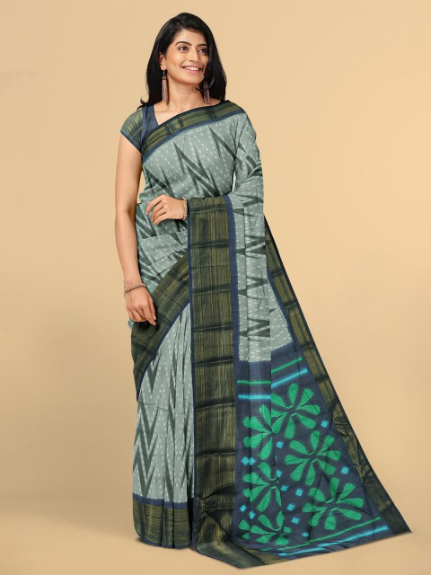 

Kalamandir Grey & Blue Dyed Linen Blend Saree