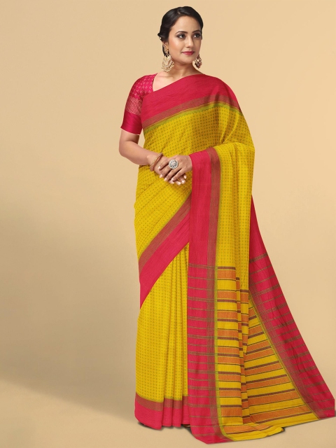 

Kalamandir Yellow & Red Woven Design Silk Blend Saree