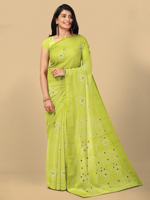 

Kalamandir Green Floral Silk Blend Saree