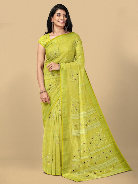 

Kalamandir Yellow Floral Zari Silk Blend Saree