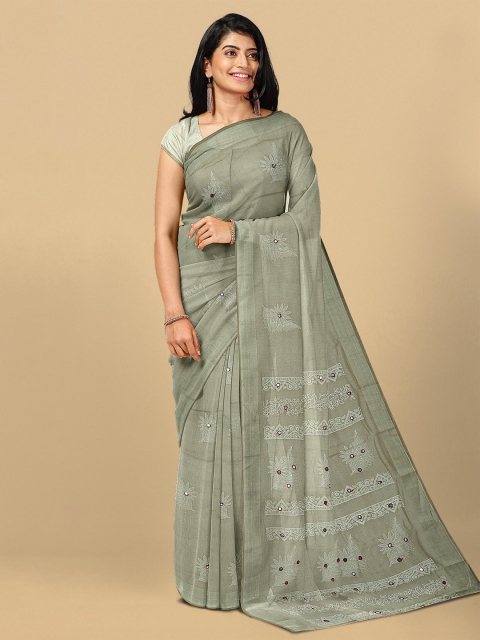 

Kalamandir Grey & Silver-Toned Woven Design Silk Blend Saree