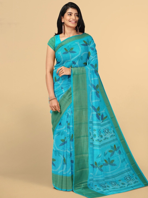 

Kalamandir Blue & Green Floral Jute Silk Saree