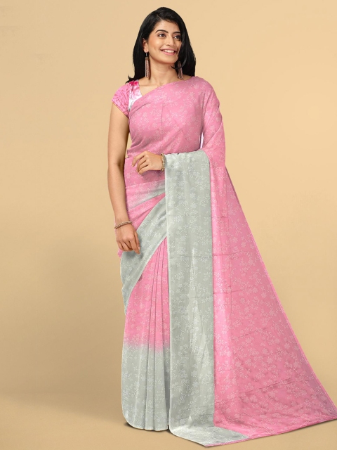 

Kalamandir Pink & Grey Floral Saree