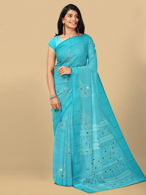 

Kalamandir Blue Ethnic Motifs Silk Blend Saree