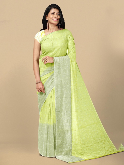 

Kalamandir Green & Grey Floral Poly Georgette Saree