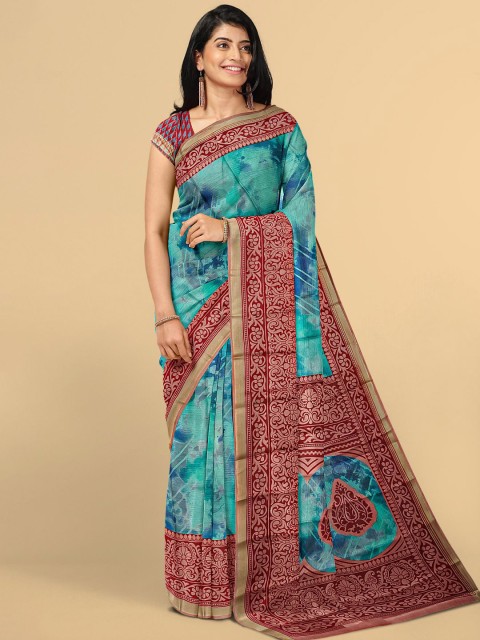 

Kalamandir Blue & Red Saree
