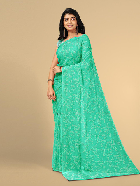 

Kalamandir Sea Green & White Floral Silk Blend Saree