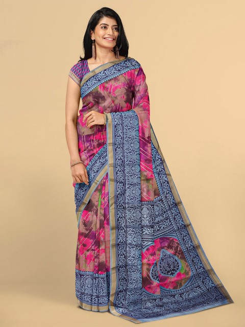 

Kalamandir Blue & Pink Saree
