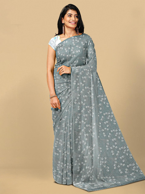 

Kalamandir Grey & White Floral Silk Blend Saree