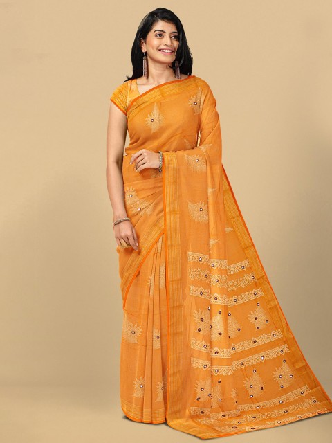 

Kalamandir Orange Woven Design Zari Silk Blend Saree