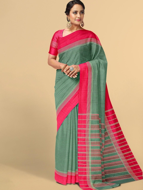 

Kalamandir Grey & Pink Zari Silk Blend Saree