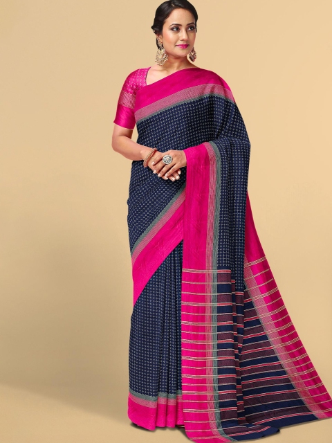 

Kalamandir Navy Blue & Pink Silk Blend Saree