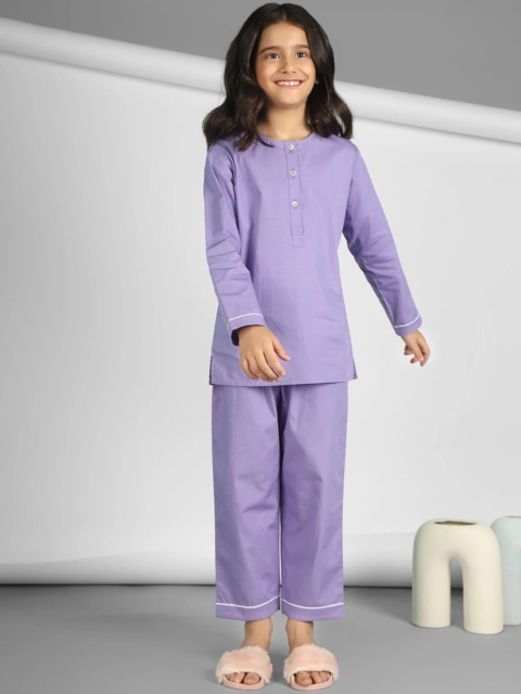 

THE PINK ELEPHANT Unisex Kids Purple Night suit