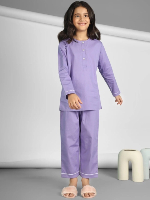 

THE PINK ELEPHANT Unisex Kids Purple Night suit