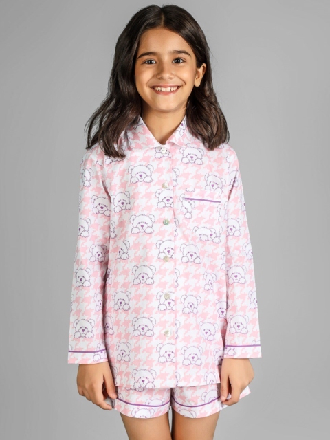 

THE PINK ELEPHANT Unisex Kids Pink Printed Night suit