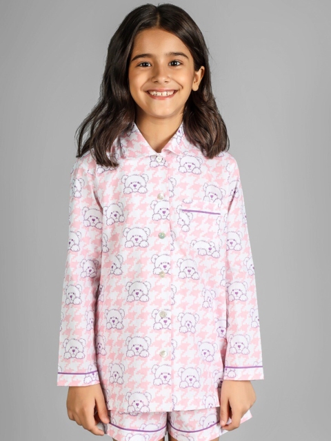 

THE PINK ELEPHANT Unisex Kids Purple & Purple Printed Night suit
