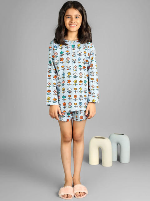 

THE PINK ELEPHANT Unisex Kids Blue & Red Printed Night suit