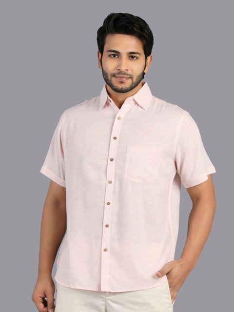 

RENTIYO Men Pink Comfort Boxy Casual Shirt