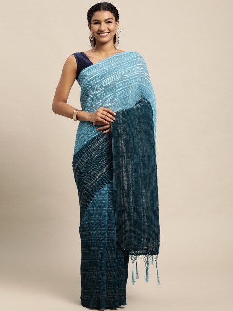 

Mitera Turquoise Blue & Silver-Toned Embellished Sequinned Silk Blend Ready to Wear Saree