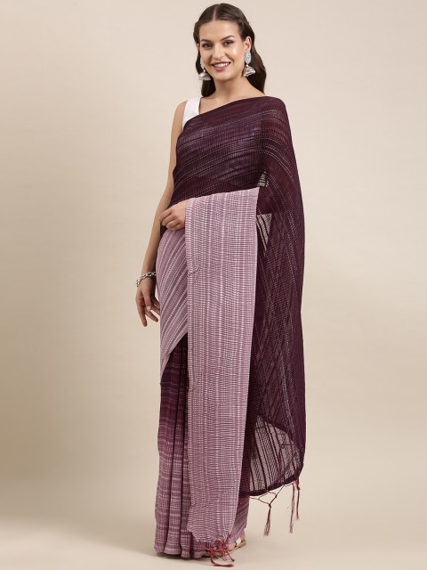 

Mitera Purple Embellished Silk Blend Ready to Wear Saree