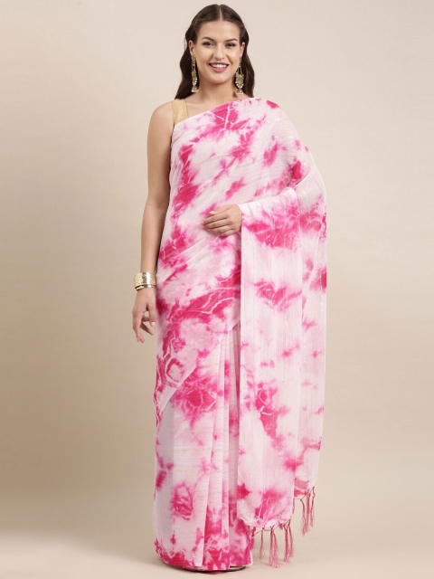 

Mitera White & Pink Ready to Wear Saree