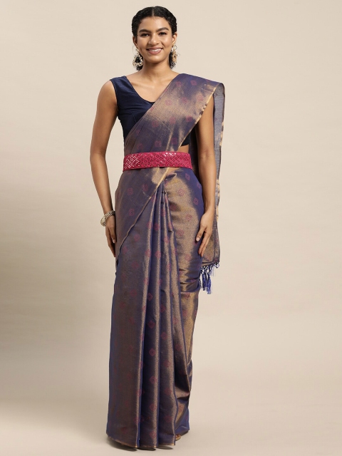 

Mitera Purple & Red Embellished Sequinned Silk Blend Saree