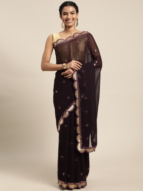 

Mitera Purple & Gold-Toned Embellished Sequinned Ready to Wear Saree