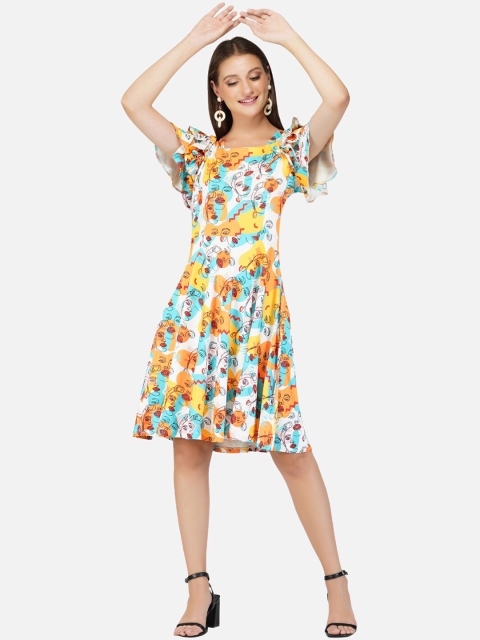 

ASEELO Women Multicoloured Floral Printed Fit & Flare Dress, Multi