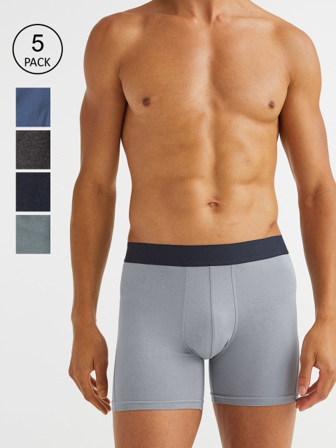 

H&M Men 10-pack Cotton Mid Trunks, Blue