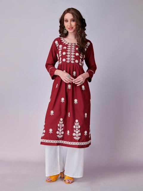

Fashion FRICKS Women Red Printed Floral Kurta