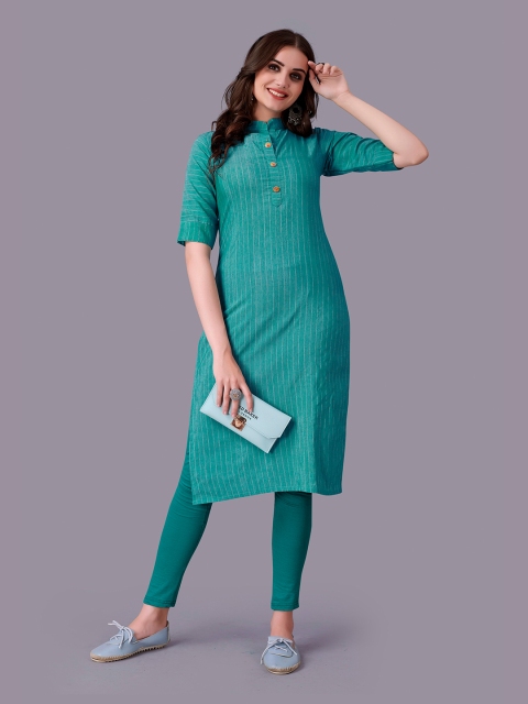 

Fashion FRICKS Women Green Straight Kurta