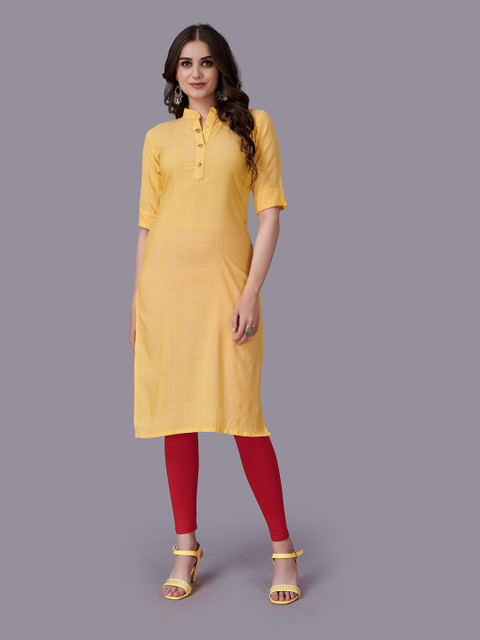 

Fashion FRICKS Women Yellow Striped Kurta