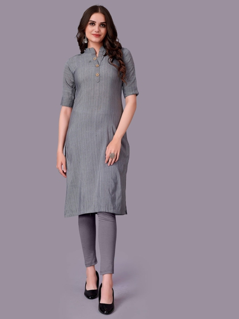 

Fashion FRICKS Women Grey Striped Kurta