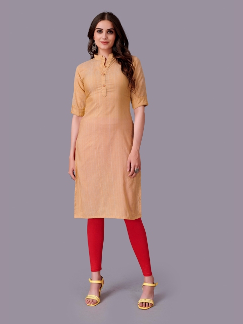 

Fashion FRICKS Women Cream-Coloured Striped Pastels Kurta