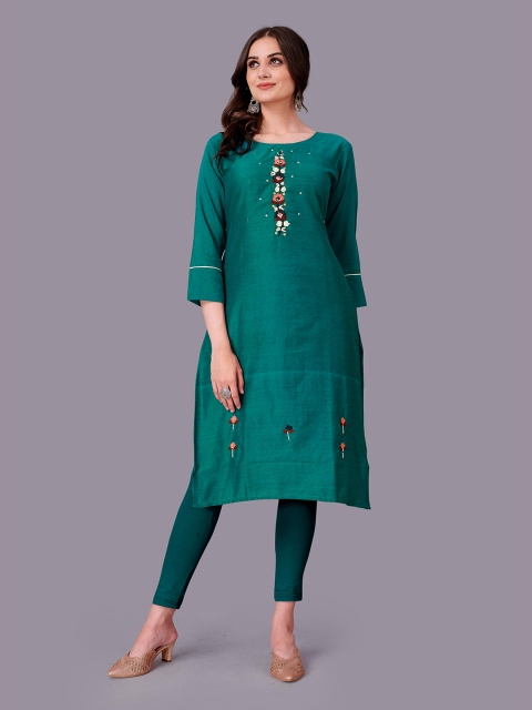 

Fashion FRICKS Women Green Floral Yoke Design Kurta