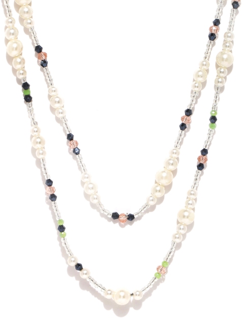 

ToniQ Off-White Beaded Layered Necklace