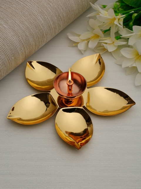 

EK BY EKTA KAPOOR Gold-Toned Brass Floral Diya