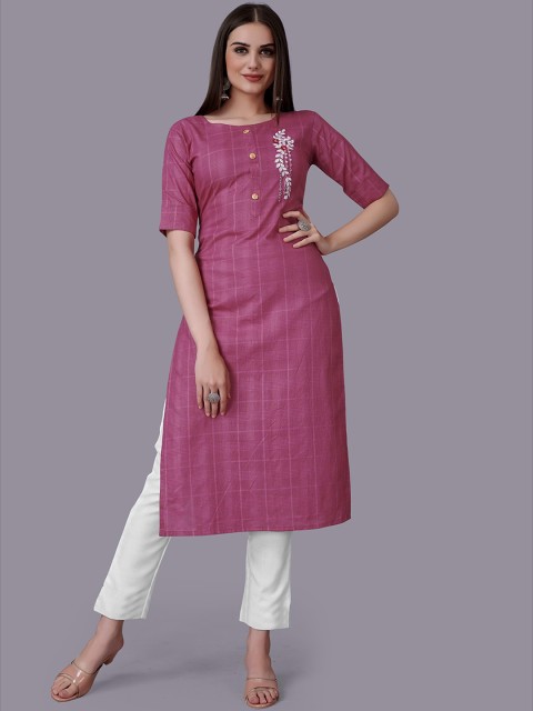 

Fashion FRICKS Women Pink Floral Pure Cotton Kurta with Trousers