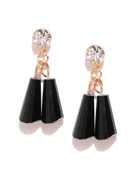 

ToniQ Black & Gold-Toned Contemporary Beaded Drop Earrings