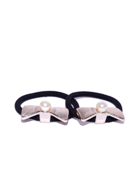 

ToniQ Set of 2 Black & Gold-Toned Bow-Shaped Hairbands
