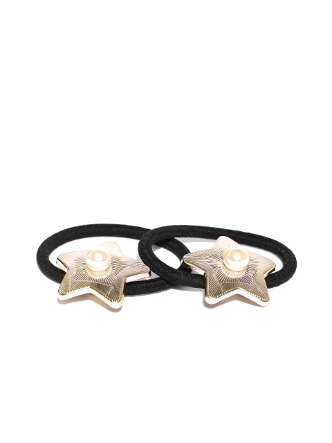 

ToniQ Set of 2 Black & Gold-Toned Star-Shaped Hairbands