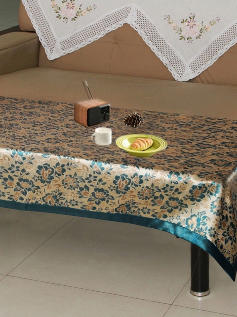 

Lushomes Blue & Gold-Toned Printed 4 Seater Table Cloth