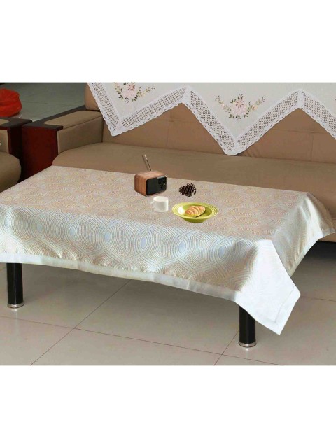 

Lushomes Gold-Coloured & White Self Design Jaquard Centre Table Cover